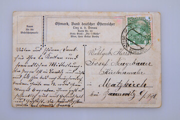 used old 100 years postcard backside