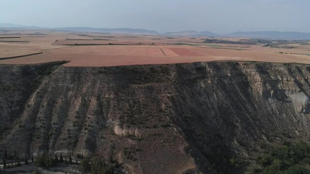 Aerial view of fields in La Rioja,Spain. Drone Footage