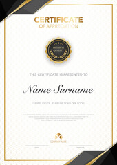 diploma certificate template black and gold color with luxury and modern style vector image.