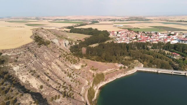 Aerial view of fields in La Rioja,Spain. Drone Footage