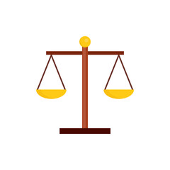 Scales of justice flat, scales icon, vector illustration isolated on white background