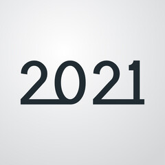 Concepto feliz año nuevo. Logotipo número 2021 entrelazado en fondo gris