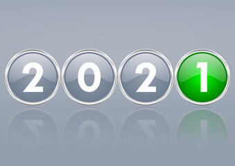 New year illustration, modern design 2021 greeting card with grey background