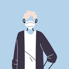 man in protective medical face mask, man wearing protection from coronavirus