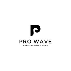 Creative luxury abstract water wave with P sign Logo icon Template