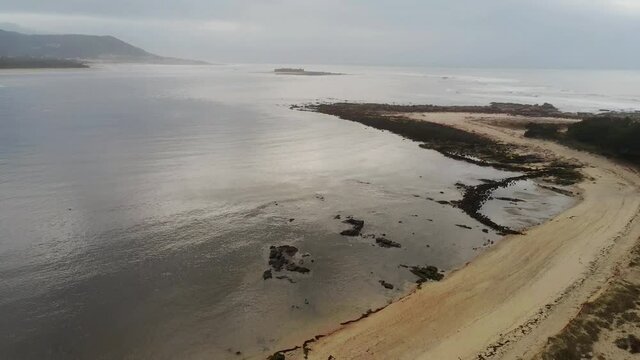 Aerial view in beach of Galicia,Spain. Drone Footage