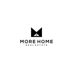 Creative simple M modern house logo design template