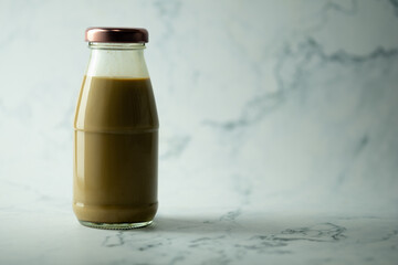 Cold coffee of glass bottle
