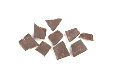 Tasty chocolate pieces isolated on white background