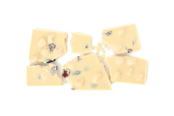 Tasty white chocolate isolated on white background