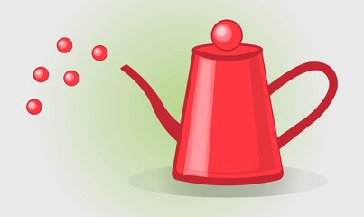 Wonderful bright red teapot. Vector.
