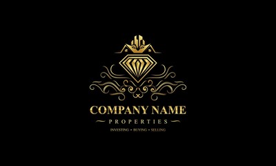 Luxury real estate logo collection with golden details