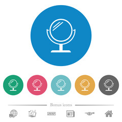 Desk mirror with reflection flat round icons