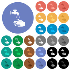Hand washing round flat multi colored icons