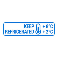 Keep refrigerated. Do not freeze. Food package label, storage instruction vector design