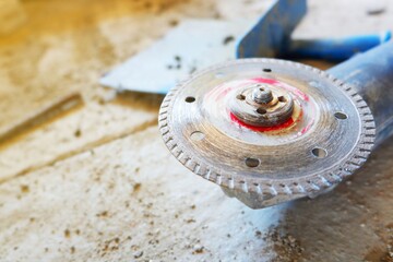 close up of Cutting blade of grinding machine