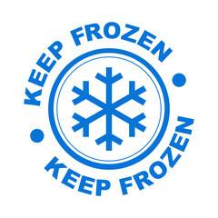 Keep frozen. Food package label, storage instruction vector design