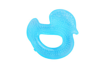Duck shape rubber for babies to bite on white background
