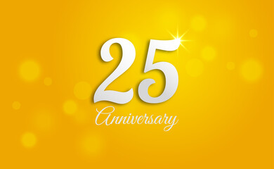Happy 25th Anniversary Background. Template Anniversary For Celebration, Invitation Card, And Greeting Card Or Wedding Anniversary. Vector Illustration
