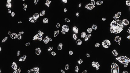 Beautiful Shiny Sparkling Diamond Gems Falling in Slow Motion - Abstract Background Texture