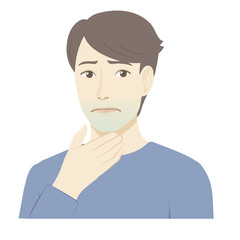 青髭を気にする男性イラスト