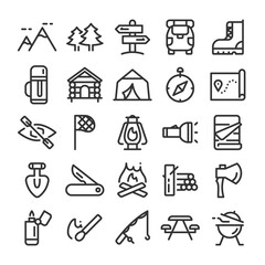 キャンプ アウトドア アイコン セット