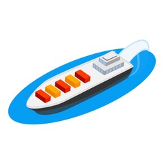 Cargo ship icon. Isometric illustration of cargo ship vector icon for web
