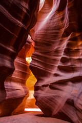 Sun rays shine through Antelope Canyon Arizona