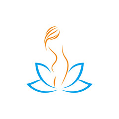 Wellness and woman health with lotus Vector logo design template