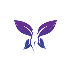Unique butterfly Wellness and woman health Vector logo design template