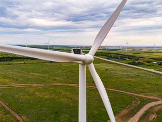 Windmills electricity. Renewable energy. Sustainable electricity