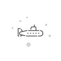Submarine simple vector line icon. Symbol, pictogram, sign. Light background. Editable stroke