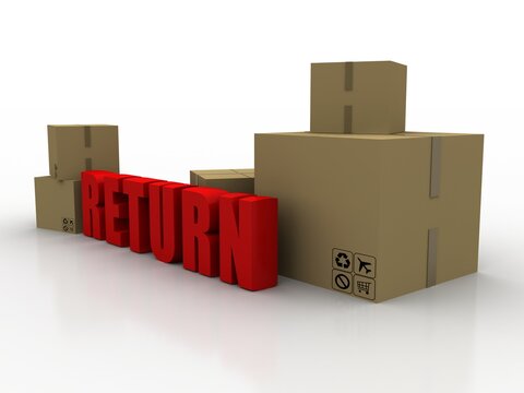 3d rendering parcel in Cardboard boxes return