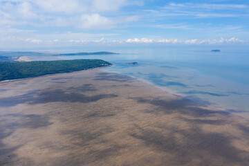 Sand Bay Beach tide out from drone