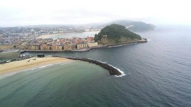 San Sebastian, coastal city of Basque Country,Spain. Drone Shoot