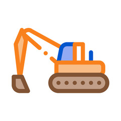 road repair excavator icon vector. road repair excavator sign. color symbol illustration