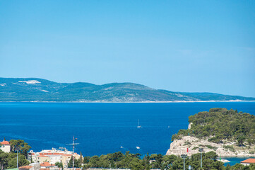 Obraz premium Blue sky and sea in Makarska, Croatia