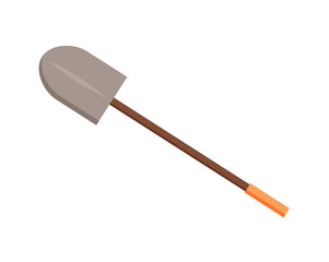 Shovel vector, isolated icon of spade with sharp metal part and wooden handle, flat style element for farming and digging holes, agricultural instrument