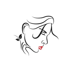 logo woman face. Logo for a beauty salon or procedures for hair cosmetics or hairdresser