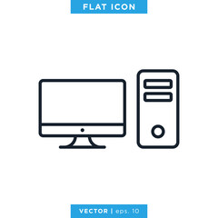Desktop Computer Icon Vector Logo Design Template