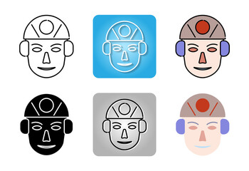 Hearing Protection and Safety Helmet icon set isolated on white background for web design