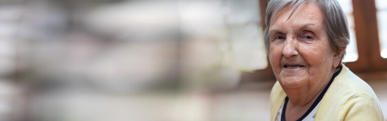 Senior woman portrait; panoramic banner