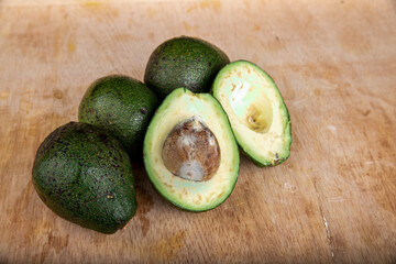 avocado on wooden table