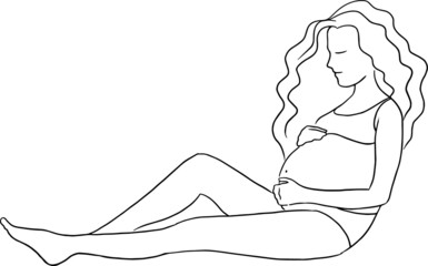 Pregnant woman vector sketch
