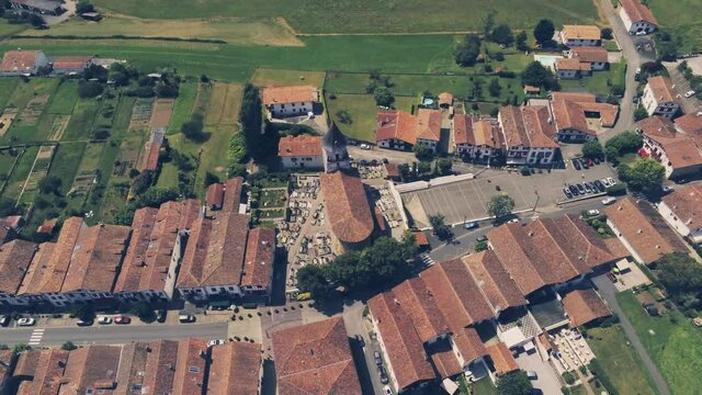 Ainhoa. beautiful village in the south of France near of Spain. Drone Footage