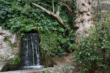 Decorative waterfall in the park