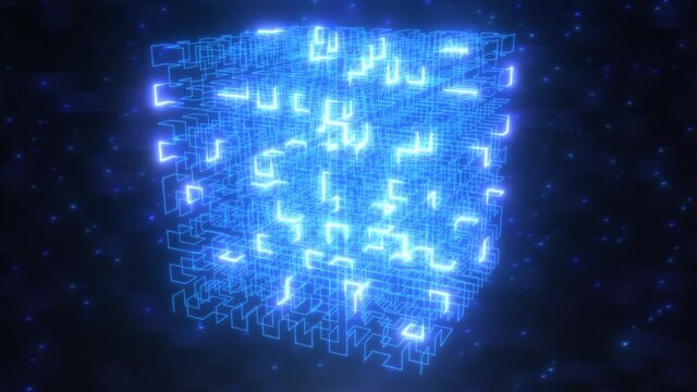 Futuristic Computer Digital Data Flow Cyberspace Connection Matrix - 4K Seamless Loop Motion Background Animation