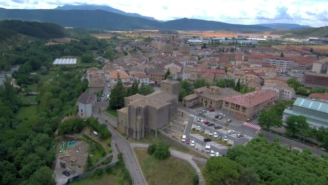 Aoiz, village of Navarra near of Pamplona.Spain. Drone Footage