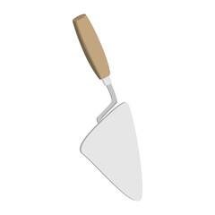 Construction trowel with wooden handle isolated on white. A tool for laying bricks or archaeological sites. Vector EPS10.