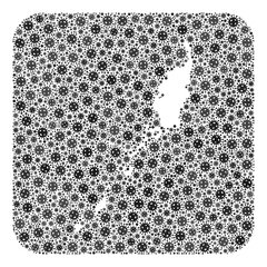 Coronavirus map of Palau Islands mosaic designed with rounded square and carved shape. Vector map of Palau Islands mosaic of flu viral particles in different sizes and gray shades.